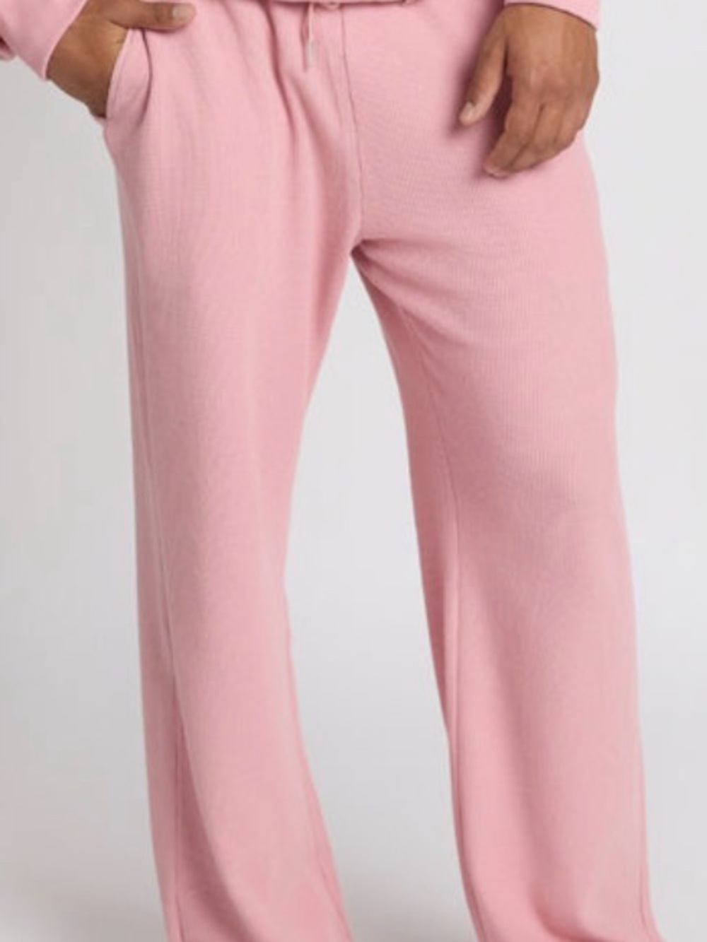 Comfrt Waffle Lounge Pants in Baby Pink